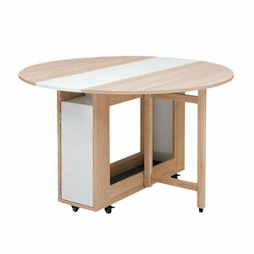 E-home Fika悠享系1開1門折合蝴蝶圓形餐桌-幅120cm-原木色原木色