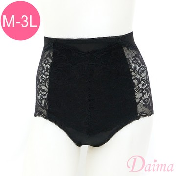內褲 (M-XXXL)白石墨烯彈力輕塑蕾絲褲_黑色#1014