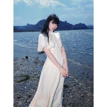 (免運)muggle studio “釉”原創設計法式復古夏氣質收腰蕾絲連衣長裙