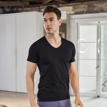 【DAYNEER】時尚貼身系列  V領短袖 M-XL(黑)