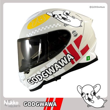 【2026年最新聯名款】NIKKO N806 Godgwawa 變種吉娃娃 飆風吉速 消光象牙白 全罩式安全帽