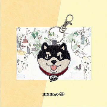 雙面刺繡鑰匙圈-黑柴