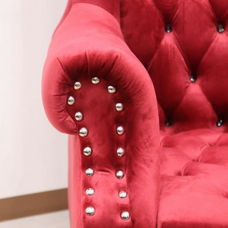 スーパーハイバックチェア ブラック/レッド 一人掛け スタッズ ベロア 