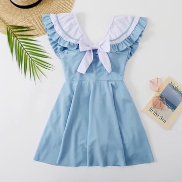 韓國小清新泳衣女童泳衣中大童12-15歲學生保守裙式溫泉連體平角