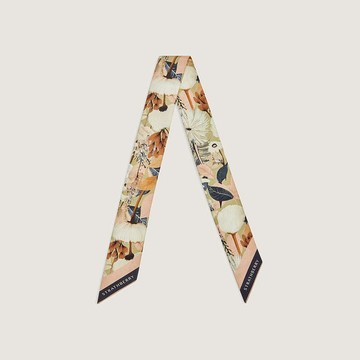 Strathberry - Silk Skinny Scarf - Brown / Natural