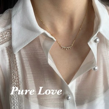 Pure Love樂芙 / 正韓 銀飾【S925純銀】N01120簡約通體純銀鋯石皇冠鎖骨鏈 短項鏈 / 金