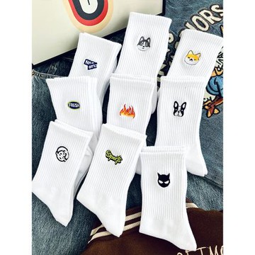 盒裝男士襪子中筒襪純棉夏季日系運動吸汗防臭籃球跑步長襪春秋款