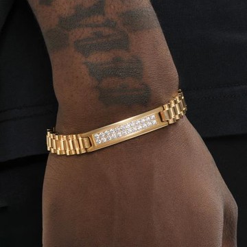 GRGR 18K金色鑲鉆手鏈男嘻哈歐美說唱Polishing bracelet手環女