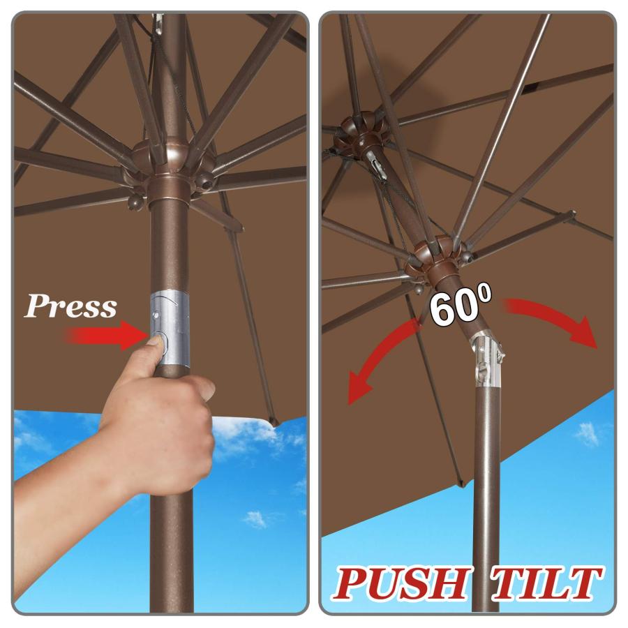 Strong Camel 9' Parasol New Patio Garden Umbrella Sunshade Market Outdoor-Brown