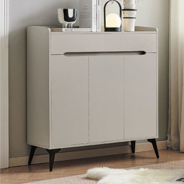 文創集 艾斯班3.3尺三門二抽灰色鞋櫃-100x32x103cm免組