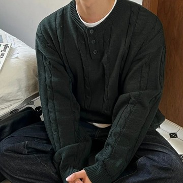 【Metanoia】🇰🇷韓製 亨利領麻花針織衣
