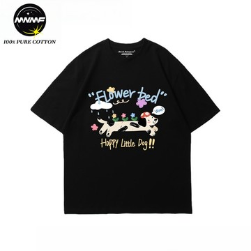【MNMF】 狗狗花箱卡通印花T 100%純棉 高街復古 女生韓版上衣 短袖T恤女 短袖T恤男 夏天衣服 寬鬆衣服 短袖