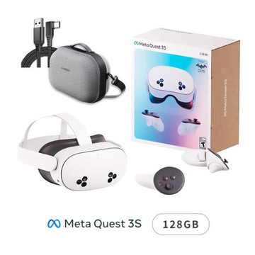 Meta Quest 3S VR 128GB頭戴式裝置 混合實境+C3包+傳輸線