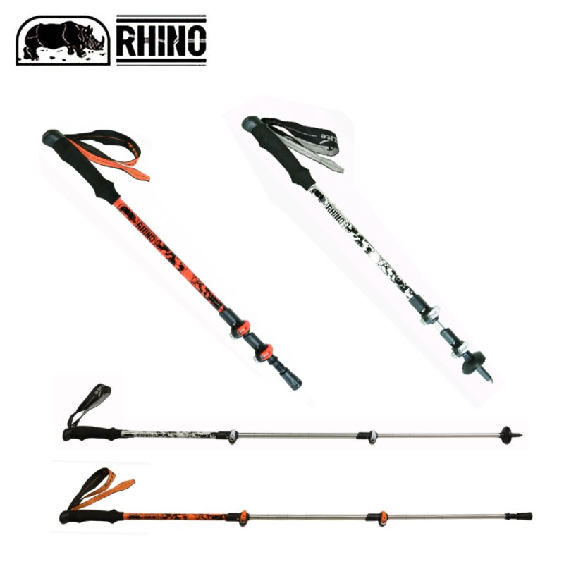 【露營趣】新店桃園 犀牛 RHINO 791 快扣登山杖 231g 7075超輕鋁合金登山杖 鎢鋼杖尖 三節式登山杖