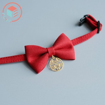 【CUBE】M-XXL 寵物領結 蝴蝶結 囍 婚禮用品 可調節 婚慶 寵物婚紗