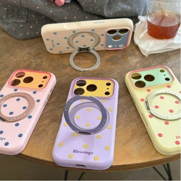 液態硅膠波點360支架防摔 適用iPhone 17 16 15 14 Pro Max i15 i16 17Pro 手機殼