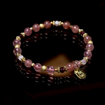 愛的傳教士｜草莓晶紅石榴白月光手鍊 C1536