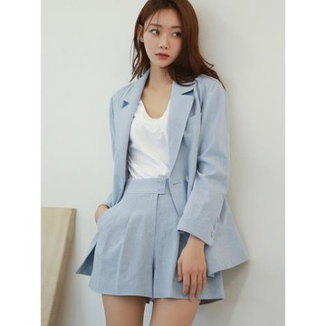 (免運)棉麻西裝套裝夏季薄款2025新款韓版休閑亞麻西服上衣外套短褲兩件