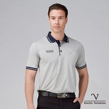Emilio Valentino 范倫鐵諾 男短袖POLO衫吸濕排汗 抗UV 灰  (66-5V9131)