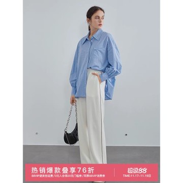 范思藍恩簡約寬松豎條紋襯衫女設計感小眾年春裝新款通勤襯衣