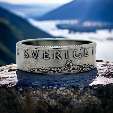 瑞典錢幣戒指 1克朗 1991，瑞典皇冠戒指，瑞典克朗錢幣戒指