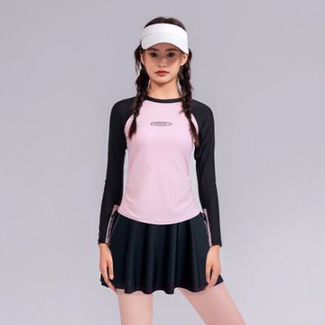 Biki.泳衣M-2L伊洛雙色長袖二件式褲裙泳裝