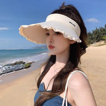 🔥臺灣出貨🔥防曬冰絲紫外線帽女遮陽空頂新款夏季戶外冰絲大檐透氣遮陽帽防風04ui