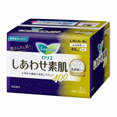 花王　ロリエ エフ しあわせ素肌 特に多い夜用 羽つき 7コ入 40cm　
