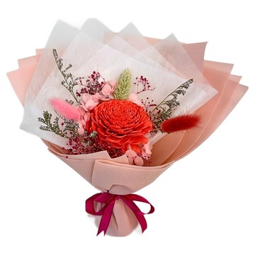 A-ONE 匯旺 索拉玫瑰花繡球花永生花束 C款 花束含包裝紙尺寸: 約 25 x 25 公分  彩色