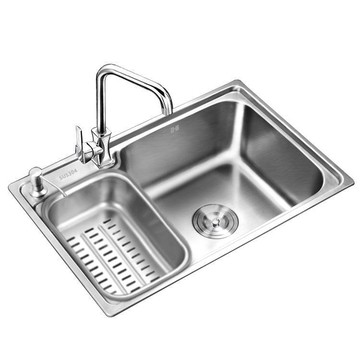 廚房不銹鋼單槽一體成型加厚拉絲水槽洗菜盆洗碗池水盆臺上臺新款[DD160109]