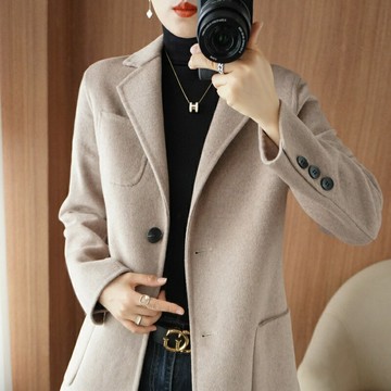 【巴黎精品】現貨+預購 羊毛大衣毛呢外套-保暖休閒西服雙面羊絨女外套5色a1il81