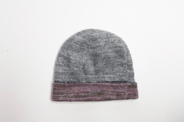 喀什米爾/極緻精品/灰粉雙面羊絨100%堆堆反折純羊絨帽子|極暖聖