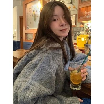 圓領純色加厚毛衣女2025新款秋冬寬松外穿慵懶風麻花針織套頭上衣