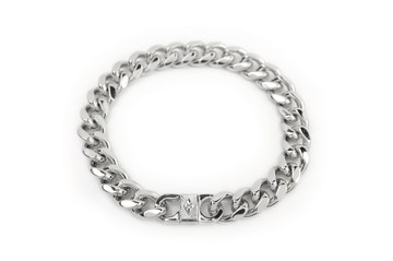 【METALIZE】"M" Tag Metal Bracelet 放射M字方牌雙色金屬手鍊(白金)