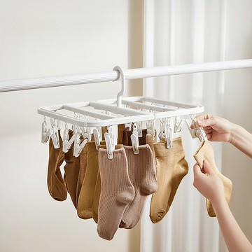 [可串接] 曬衣夾 可疊加曬襪架 折疊衣架 衣夾 防風衣架 襪子夾