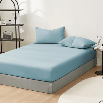 J-bedtime 床寢時光 台灣製 純色絲柔棉床包枕套組  質感藍  雙人
