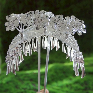 銀白色宮廷古裝發簪古典頭飾百搭步搖流蘇古風發釵盤發苗銀簪子