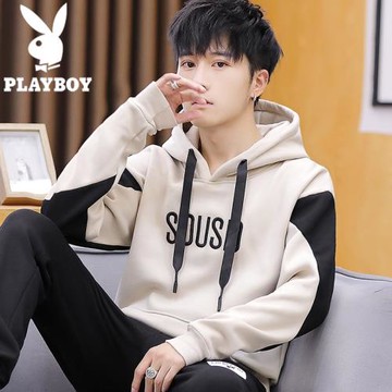 花花公子連帽衛衣男士2025春秋季新款潮流套頭帽衫青少年休閑外套