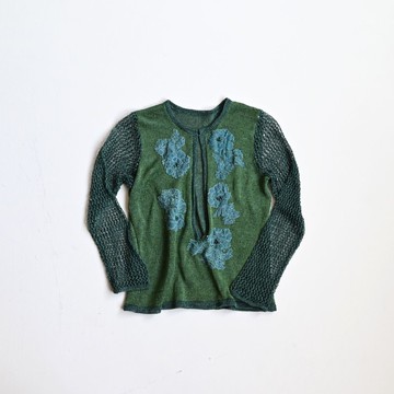【蛋植物古著】原野貼花針織古著上衣