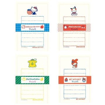 小禮堂 Sanrio 三麗鷗 復古和紙便條紙信封組 (水果款) Kitty 美樂蒂 布丁狗 帕恰狗