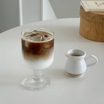 韓式ins冷飲玻璃杯矮腳紅酒杯 冰咖啡杯子 果汁杯粗挺酒杯牛奶杯