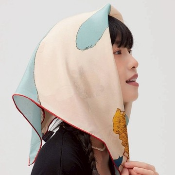 絲巾 小方巾 真絲圍巾 桑蠶絲 童話 髮帶 頭巾 綁髮 領巾 女生絲巾 領口裝飾巾 絲質方巾 包包綁帶 裝飾 031