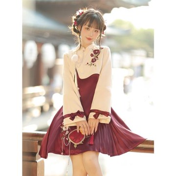 設計師的禮物原創山茶之約洛麗塔漢服女中華風漢元素新中式連衣裙