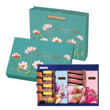 【糖村】繁華花開藍綠禮盒2盒(豆塔*2+綜合牛軋糖234g+薄捲餅*4+牛軋餅*3)