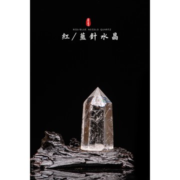 《藍針白水晶柱》天使羽毛/幸運之石/王者水晶/官運石/風水擺件︱YD212晶寶書畫文玩藝品