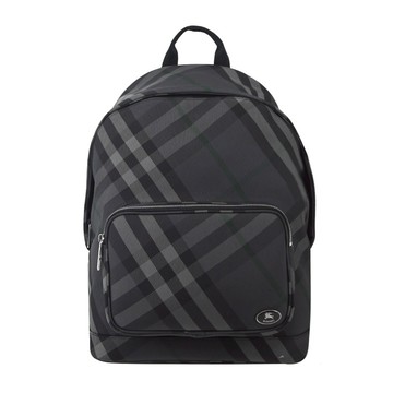 [平輸版] BURBERRY Grid格紋尼龍後背包(炭灰色)真品平輸