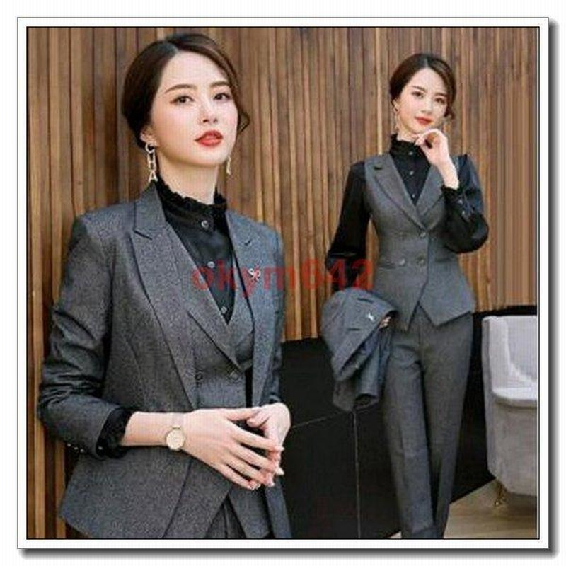 無地 フォーマル スーツ ビジネススーツ 長袖 パンツスーツ レディース 結婚式 大きいサイズ スリーピース 二次会 Ol女性 通勤オフ 通販 Lineポイント最大0 5 Get Lineショッピング