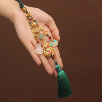 【巴黎精品】現貨+預購 汽車掛飾車內吊墜-銅葫蘆手工編織平安汽車內飾2色a1bp69