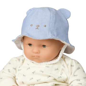 akachan honpo - 鬱金香帽-小熊-淺藍色