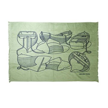 Hermes 愛馬仕 NINE HERMES YACHTING THALASSA長型毛巾布沙灘巾(蘆薈色)